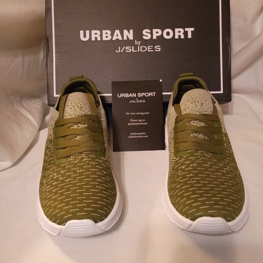 J/SLIDES Women's Olive Knit Athletic Sneakers